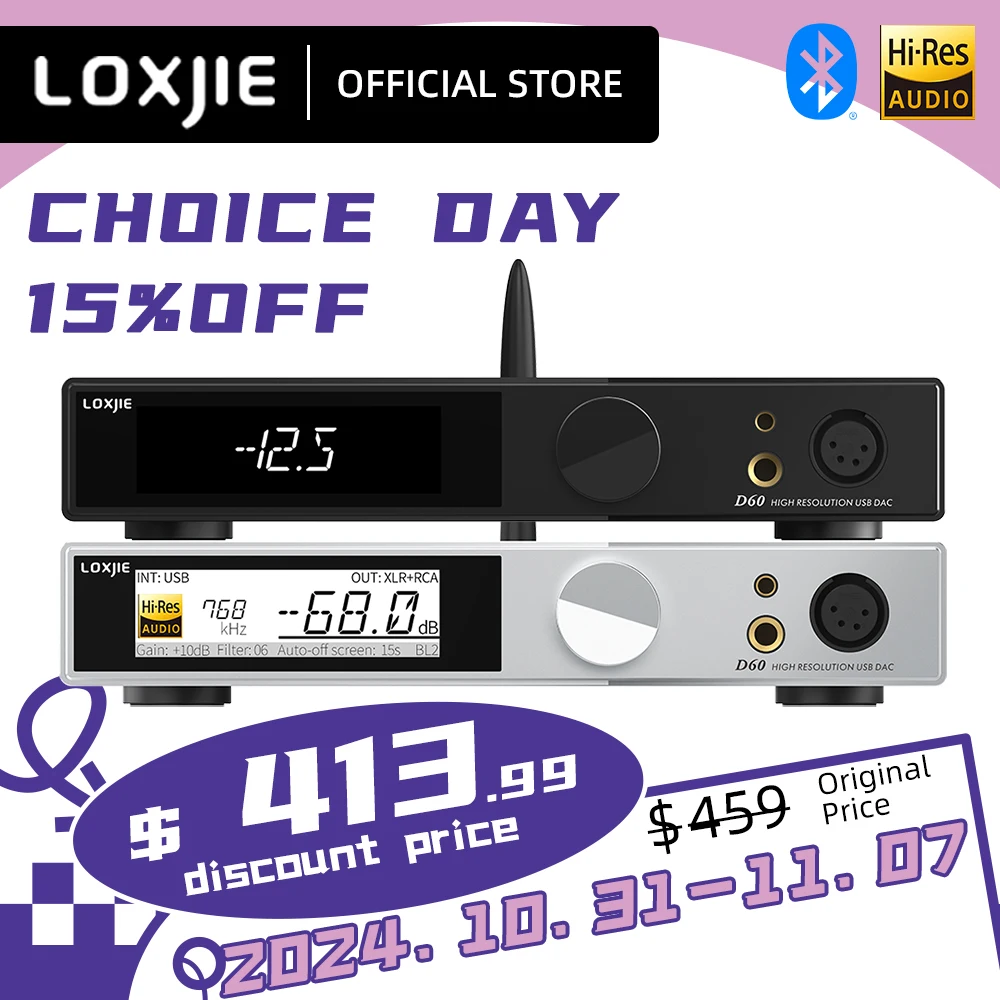 

LOXJIE D60 Audio DAC and Headphane Amplifier ES9039MSPRO XU 316 DSD512 Bluetooth 5.1 LDAC AES EBU MQA-CD I2S 4.4mm 6.35mm