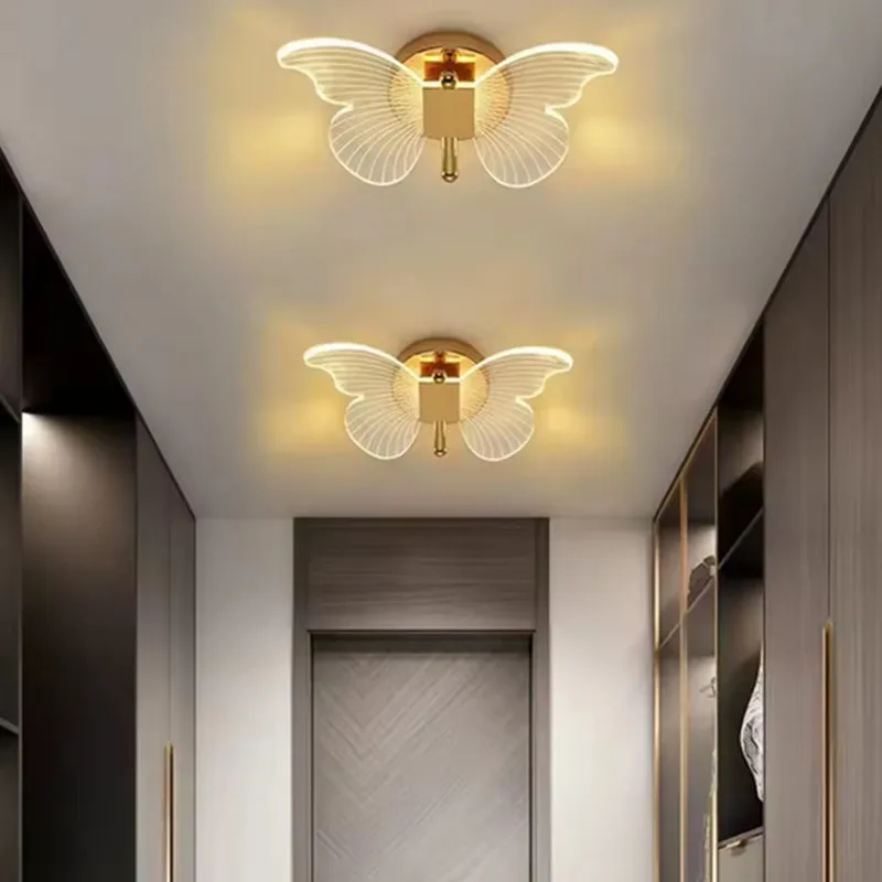 الشمال فراشة الجدار مصباح الفاخرة الإبداعية غرفة نوم رئيسية ضوء السرير ل صافي الأحمر الحديثة الحد الأدنى غرفة المعيشة خلفية التلفزيون