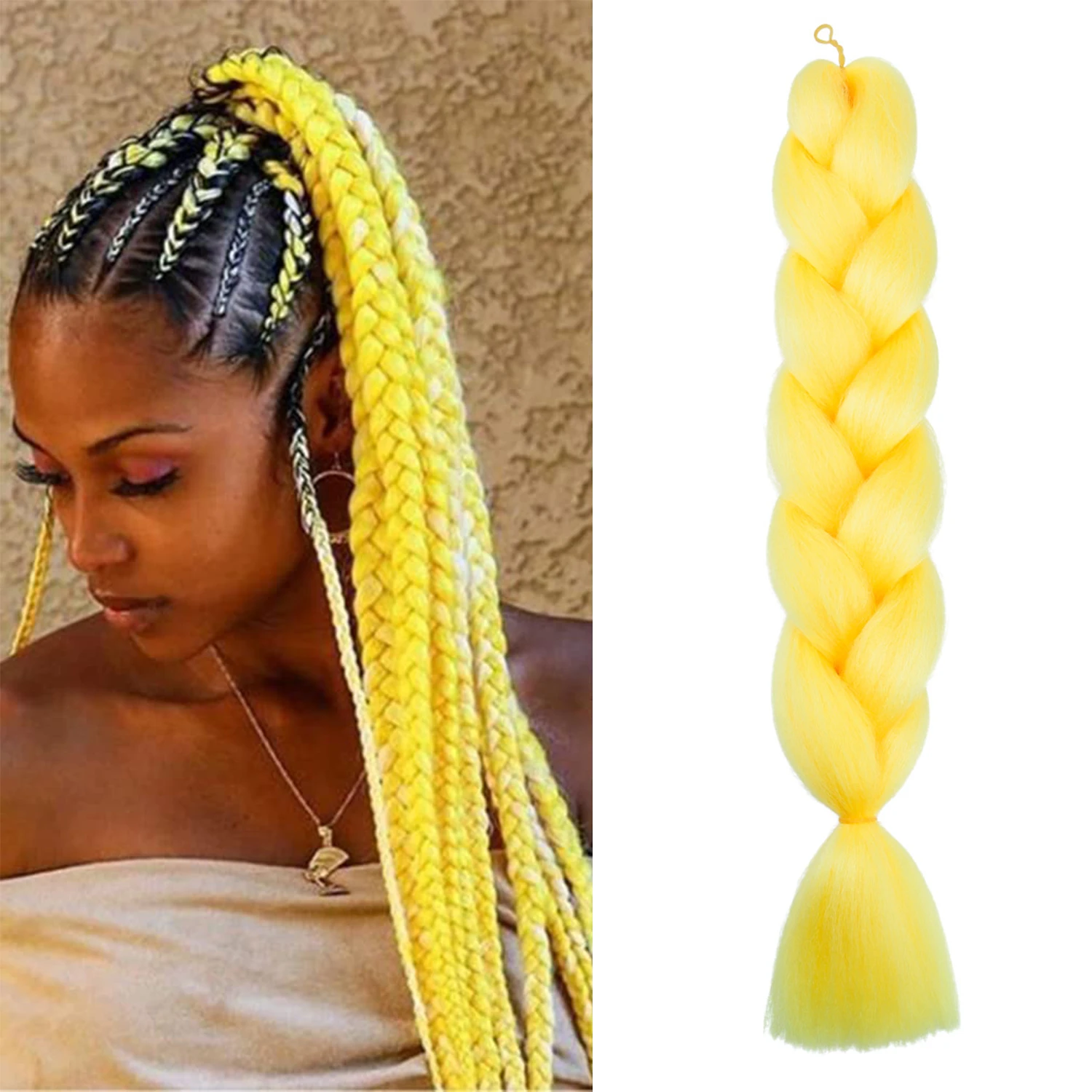 Jumbo Braiding Hair For Women 24 Inch Jumbo Braid Hair Extensions High Temperature Yaki Texture Synthetic Fiber Braiding Hair