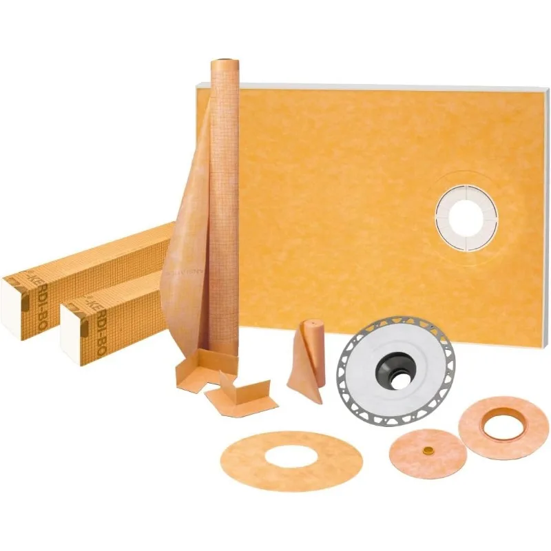 Kerdi Shower Kit with Shower Tray, Curb, Waterproofing Membrane, Strips and Seals - Complete Waterproofing System