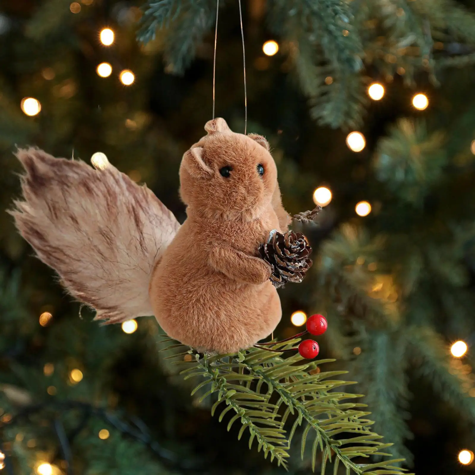 Squirrel Statue Gift Novelty Christmas Tree Decor Desktop Ornaments Squirrel Figurine for Living Room Tabletop Bookshelf Home