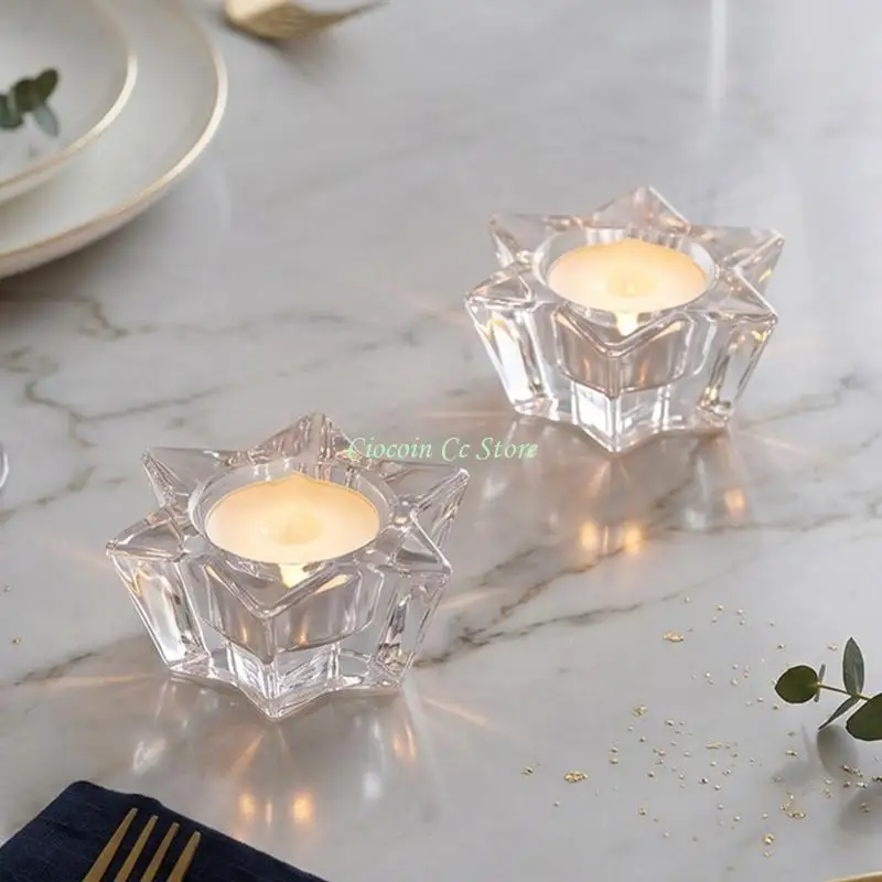 X90F Small Glass Stand Clear Tea Light Cup with Textured Glass Detail for Wedding Display Shelf Accent Home Use