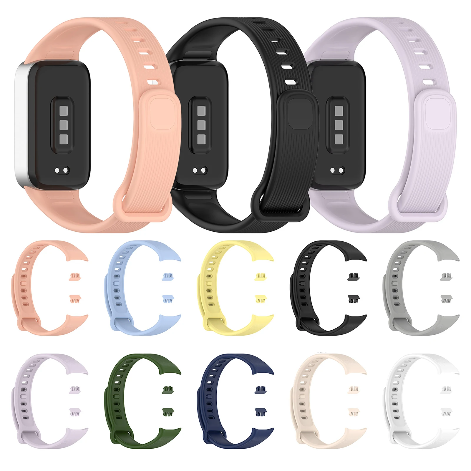 Sturdy Silicone Strap for Smart Band 11 Active Soft Sport Wristband Sweat-proof Adjustable Band