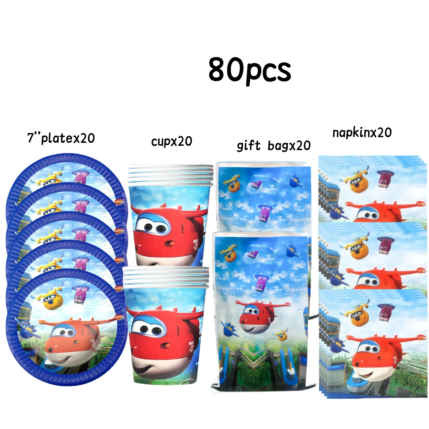 Super Wings Geburtstagsparty-Dekoration, Einweggeschirr, Teller, Tasse, Geschenktüte, Tischdecke, Babyparty, Kinderparty, Gastgeschenke