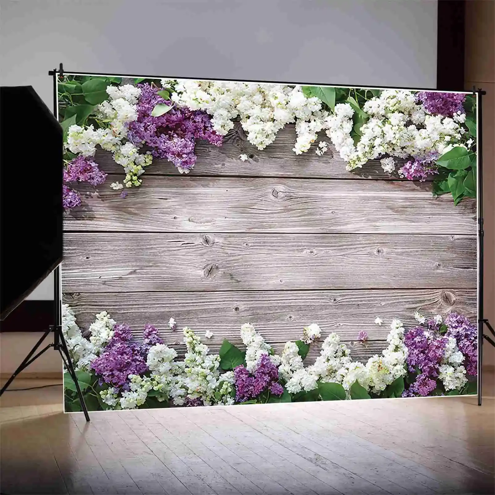 MOON.QG Flower Wooden Wall Product Photography Backdrops Spring Wood Boards Photo Studio Backgrounds Birthday Portrait Photozone