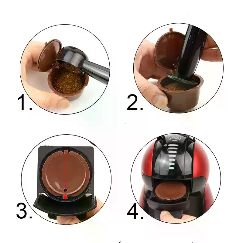 /TPz/Fit Dolce Gusto Coffee Capsule Reusable Coffee Pod For Nescafe Dolce Gusto With Spoon Brush Kitchen Accessories 6Pcs