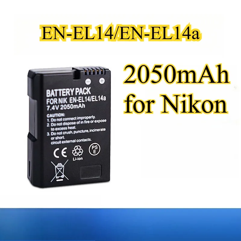 EN-EL14 EN-EL14a Battery 2050mAh for Nikon D3200 D3400 D5100 D5200 D5300 D5500 D5600 D3100 D3300 DSLR Camera