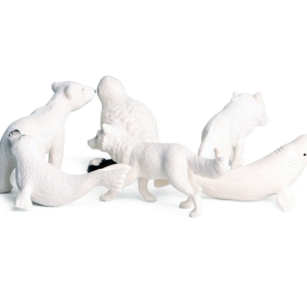 6PCS Arctic Animals Models Simulation Animal Ornament Plastic Animal Decorations Desktop Adornment for Home Shop