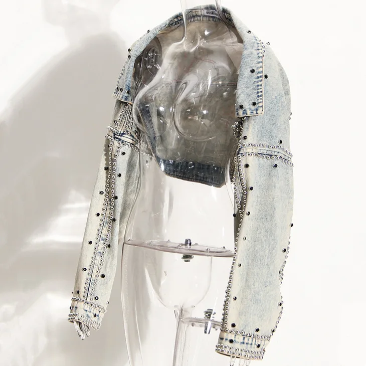 

Новинка 2023 года, короткое джинсовое пальто для женщин Y2k, весна-осень, джинсовое пальто Ropa, панк-готическая куртка-бомбер, ветровка, винтажные джинсовые куртки