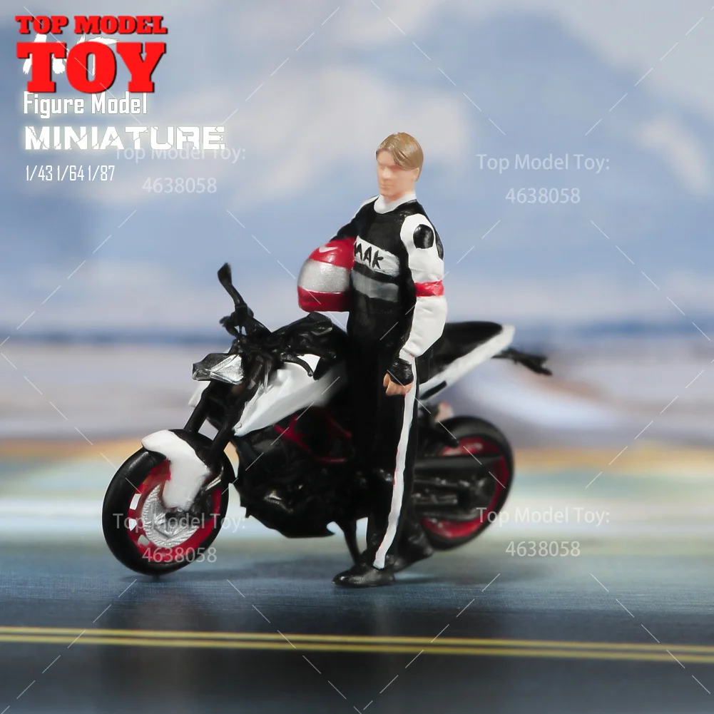 Miniature dipinte 1/87 1/64 1/43 Driver per moto e corse Boy Girl Scene puntelli figure bambole modello per auto giocattolo per veicoli