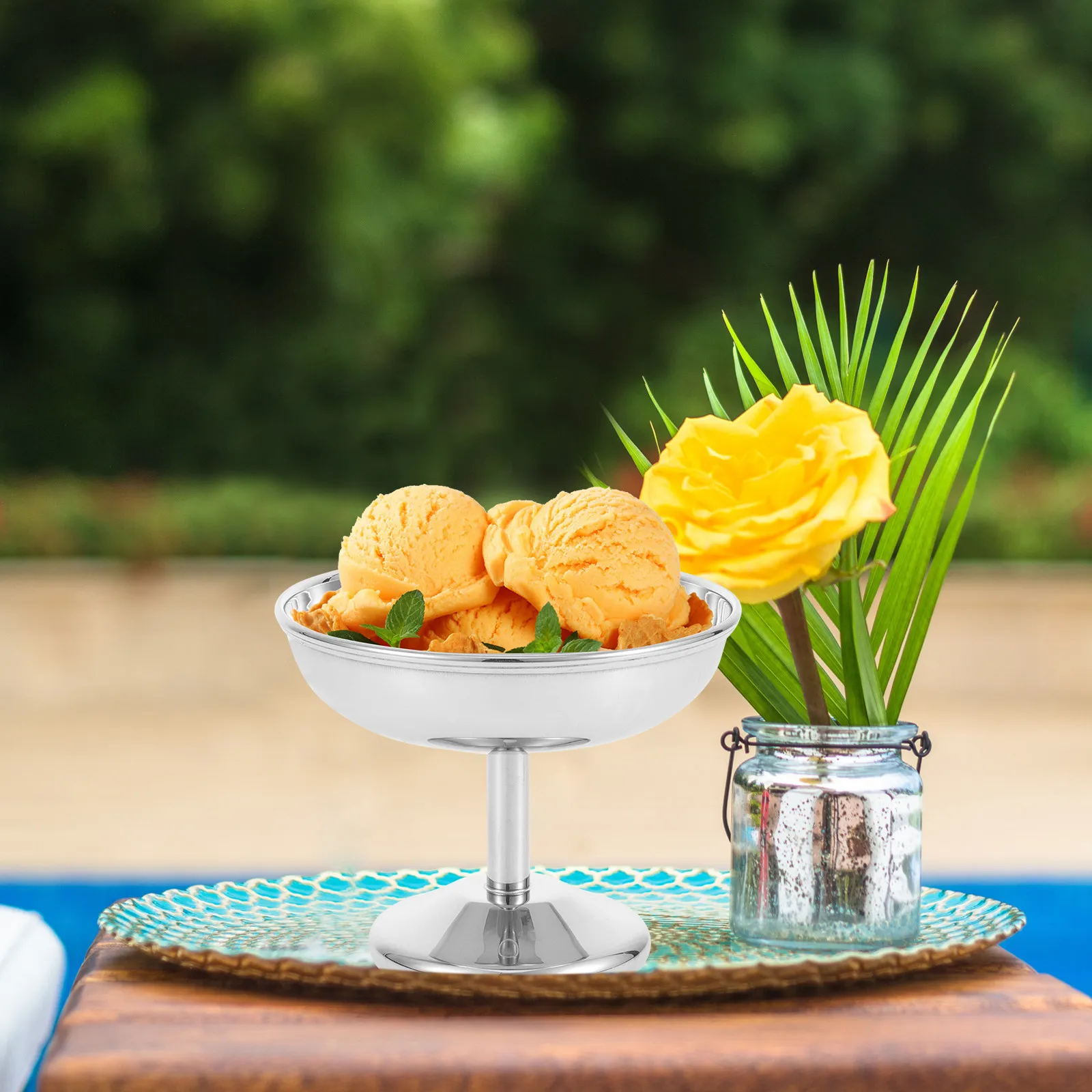 Stainless Steel Dessert Bowl Reusable Ice Cream Cup Yogurt Pudding Fruit Snack Serving Bowl Portable Lightweight Rust Resistant