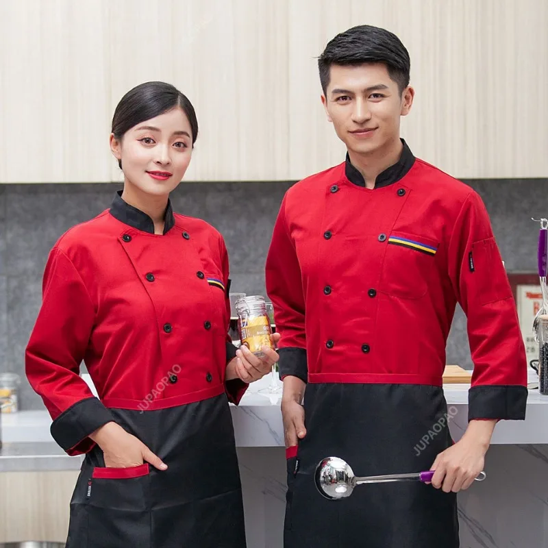 Chef Jacket Wholesale Head Chef Uniform Restaurant Hotel Kitchen Cooking Clothes Catering Foodservice Chef Shirt Apron HatBakery