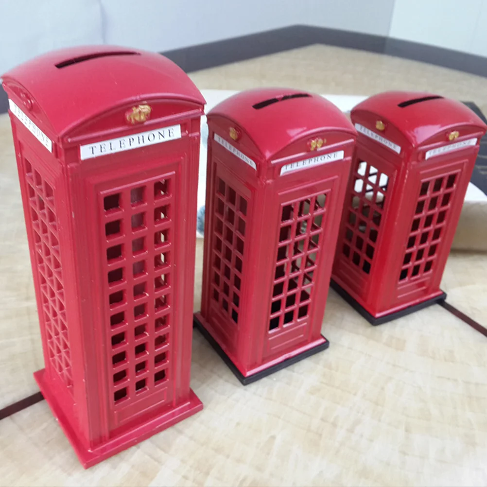 15cm Decoration London Telephone Booth Money Box Mailbox Ornament Piggy Bank Metal Crafts Decoration