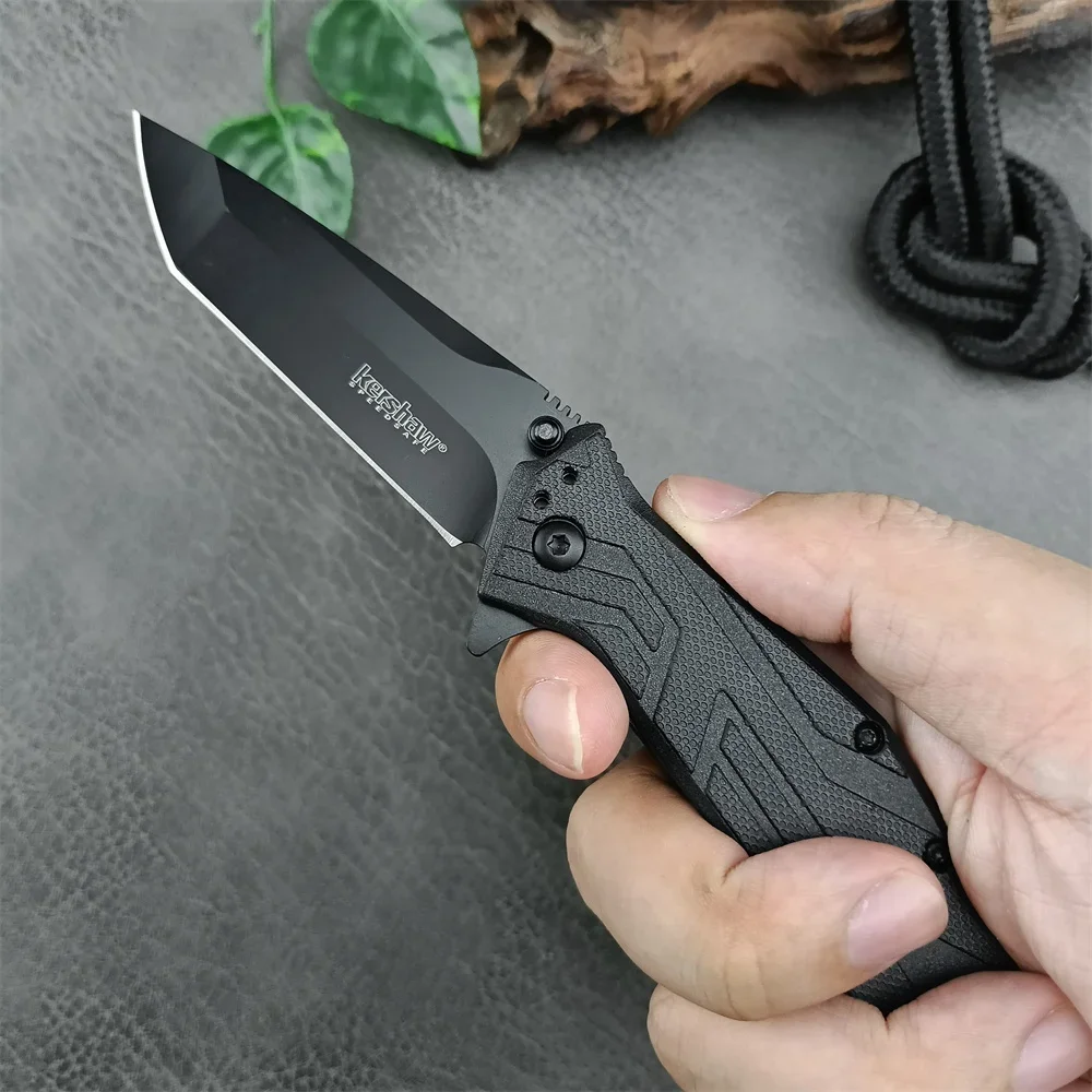 EDC KS 1990 Folding Pocket Knife 8Cr13Mov Blade Nylon Fiber Handle Outdoor Survival Camping Hiking Hunting Cutting Knife