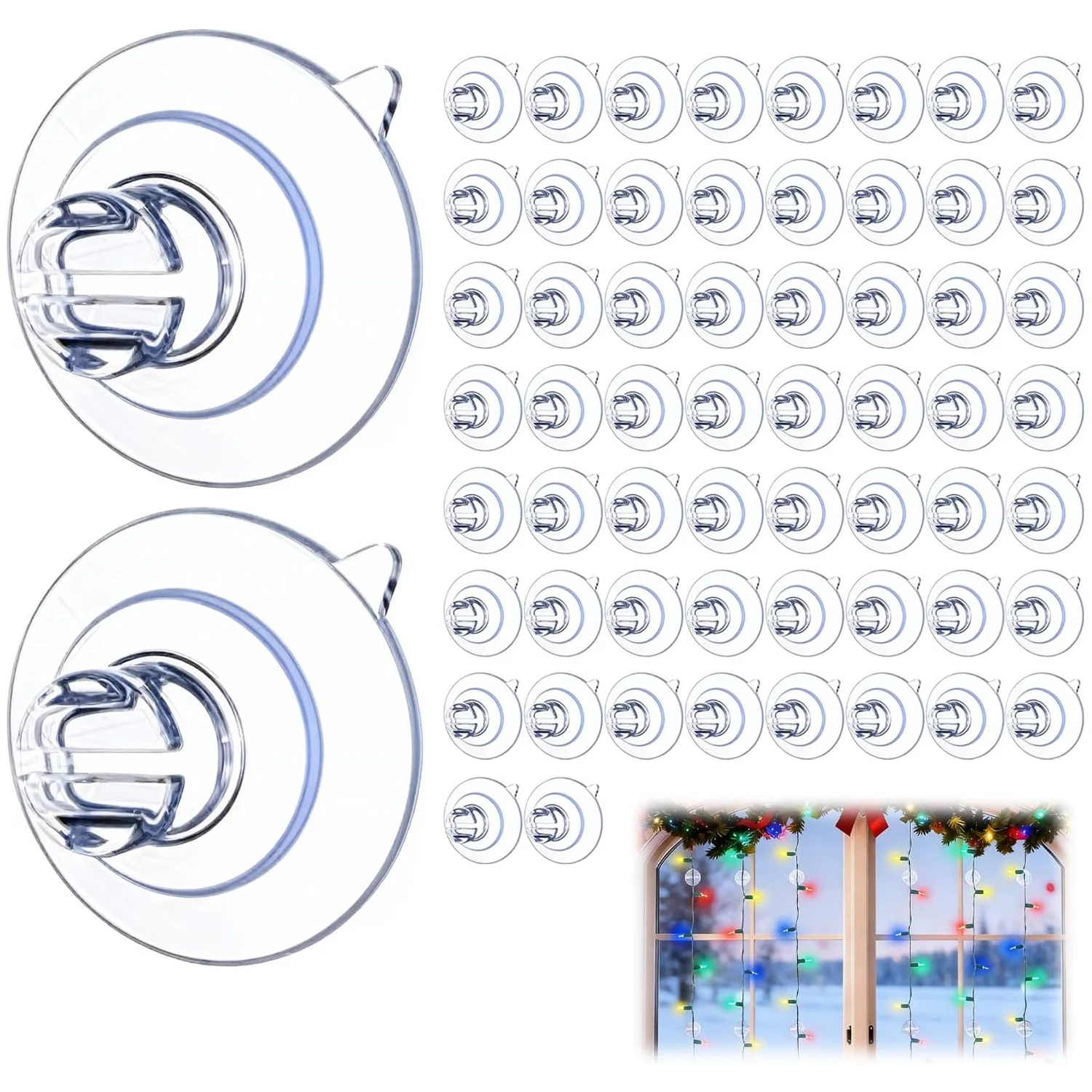 10PCS Transparent PVC Window Hooks, Strong Heavy Duty Reusable Removable Suckers for Bathroom Kitchen Christmas Decorations