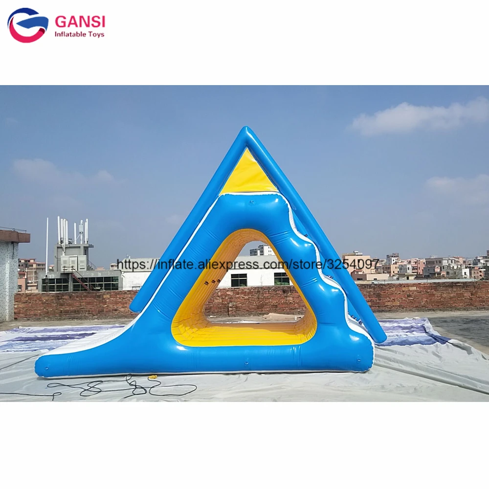 5x2.5x4m floating inflatable water slide triangle inflatable climbing water slide on sea