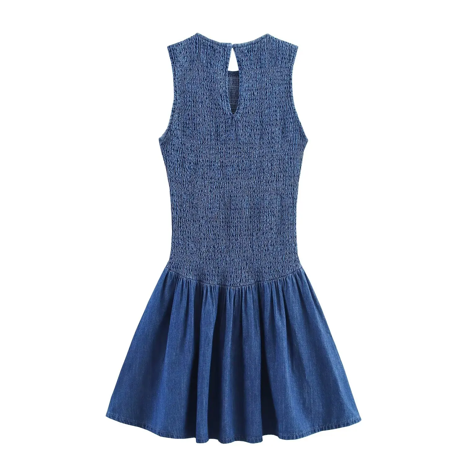 KONDALA Vintage Elegancka Sukienka Damska z Dekoltem O-Neck w Stylu Plastra Miodu Bez Rękawów Zapinana na Guziki Mini Sukienka Szykowna Marszczona Odzież Uliczna Damskie Vestidos