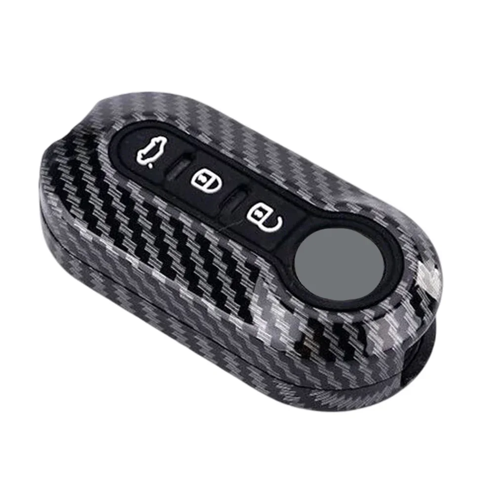 1pcs Auto Carbon Key Case Key Cover For Fiat 500 For Ducato For Abarth For Doblo Keycase Interior Accessories