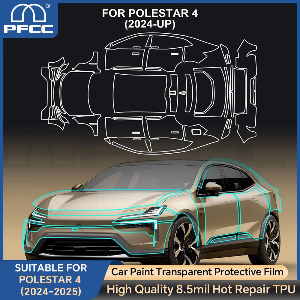 For Polestar 4 2024-2025 TPU Full Car Precut Paint Protection Film Clear PPF Anti-Scratch Protective Film Body Sticker Film