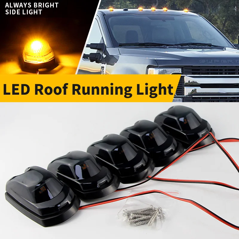 

5PCS Smoked Car Cab Marker Roof LED Light for Truck Running Marker Lights For Ford F-250 F-350 F-450 Super duty Pickup 2018 2019