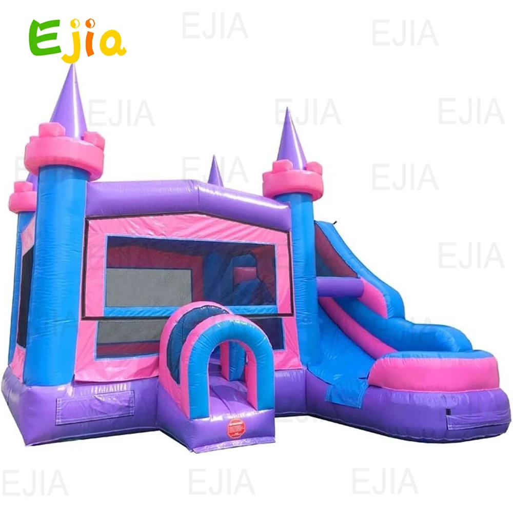 منزل الغابة القابل للنفخ من الدرجة التجارية مع قلعة نطاطة كومبو استوائية منزلق للأطفال من سن 5 إلى 12 عامًا للحفلات والخارجية #2
