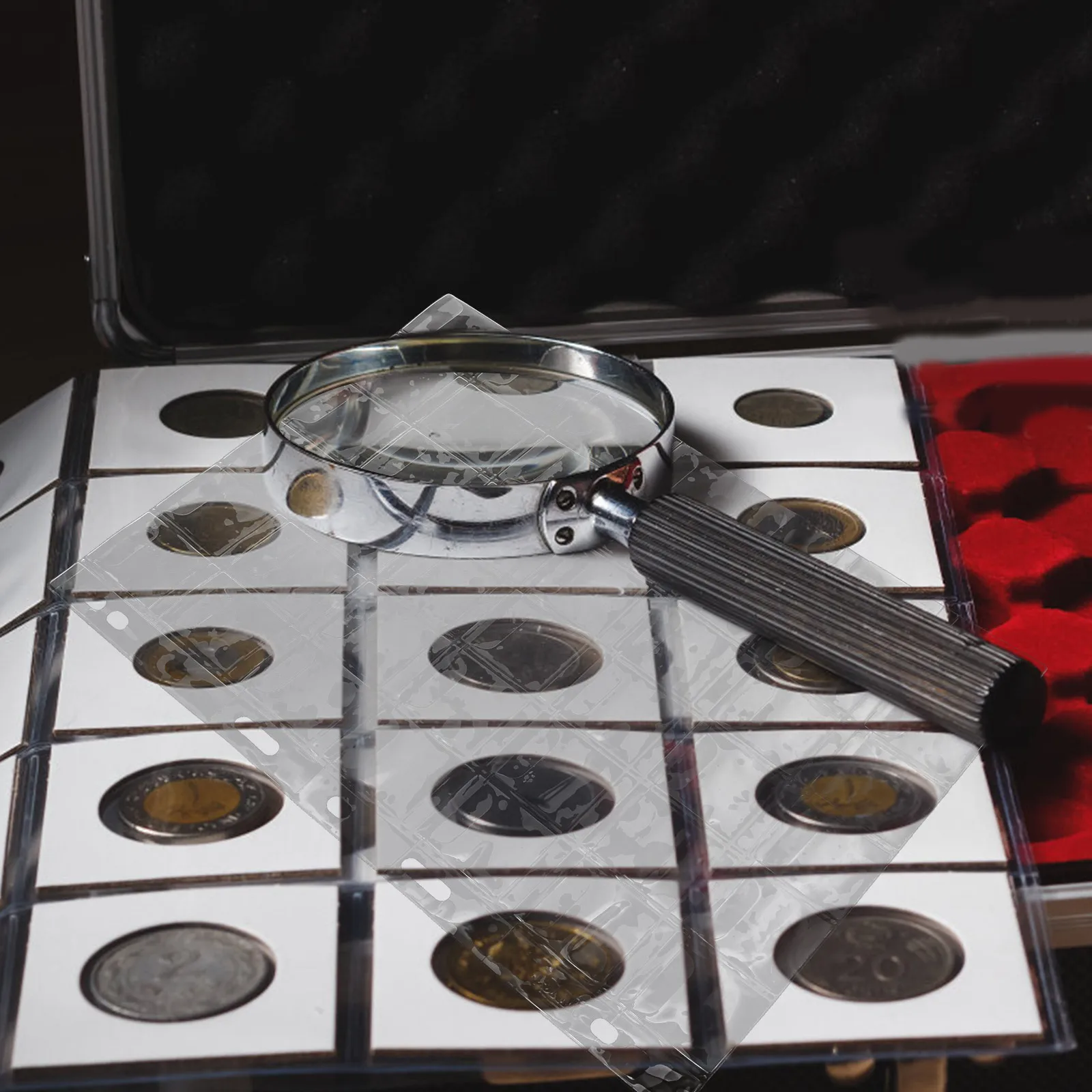 

6 Sheets Coin Collecting Album Pages Transparent PVC Stamp Storage Binder Pages Coin Holder Organizer Stamp Album