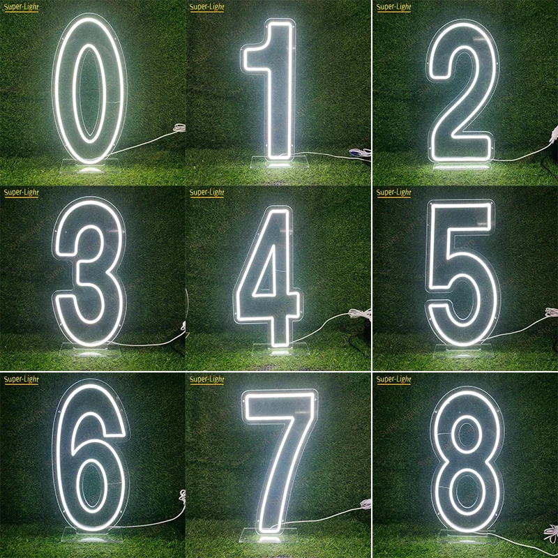 Big 2.9ft/90cm High RGB Numbers Set 0 1 2 3 4 5 6 7 8 9 Digital Neon Signs for Birthday Party LED Light Up Signs Wedding Decor