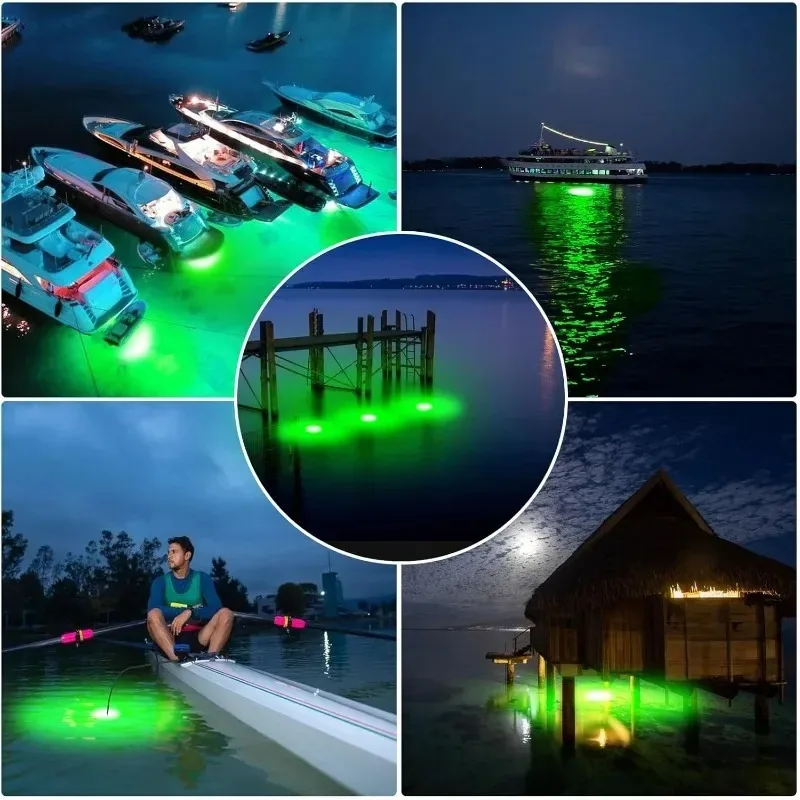 New Underwater Fishing Light for Dewalt/Makita/Milwaukee 18V Li-ion Battery, 13W IP68 Waterproof Green Night Fishing Light