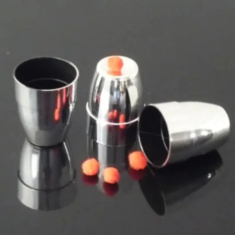Plastic Ballen Met Drie Kopjes (Goud/Zilver Kleur beschikbaar Dia 4.9*H6cm) Goocheltrucs Verschijnen Vanish Ballen Magia Close Up Gimmick Prop