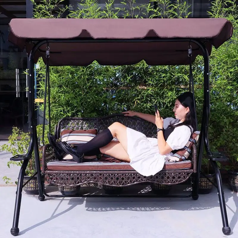 Outdoor swing outdoor courtyard home hanging chair double rocking chair indoor children balcony hanging basket chair wrought iro