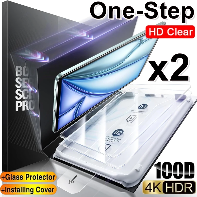 

Для IPad Pro 13 11 M4 M3 для IPad Air6, простая установка, закаленное стекло, пылезащитная пленка для экрана для iPad 11th 2025 A16, пленка