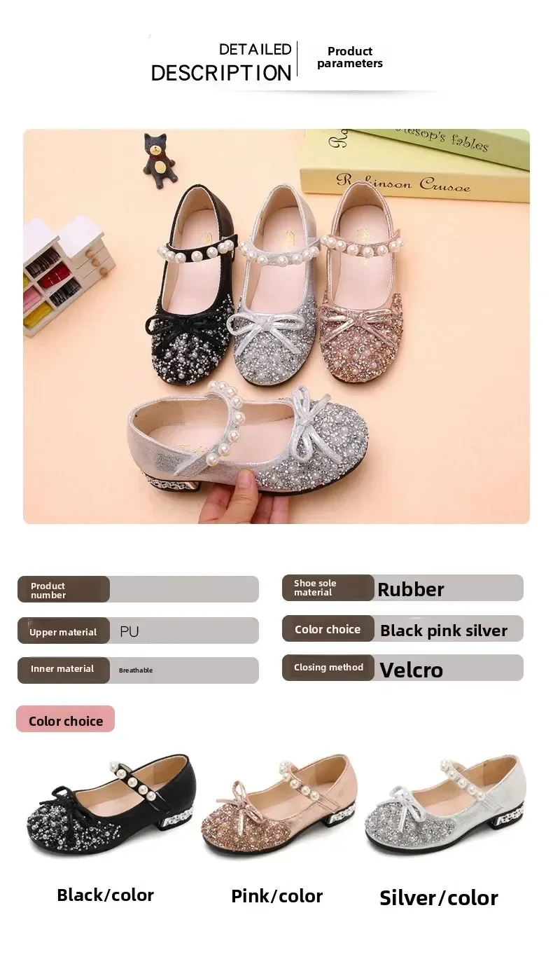 2026 Neue Sommer-Mädchenschuhe Perlenbesetzte Ballerinas Prinzessinnen-Schuhe Baby-Tanzschuhe Kinder-Sandalen Hochzeitsschuhe Gold – Detail 4