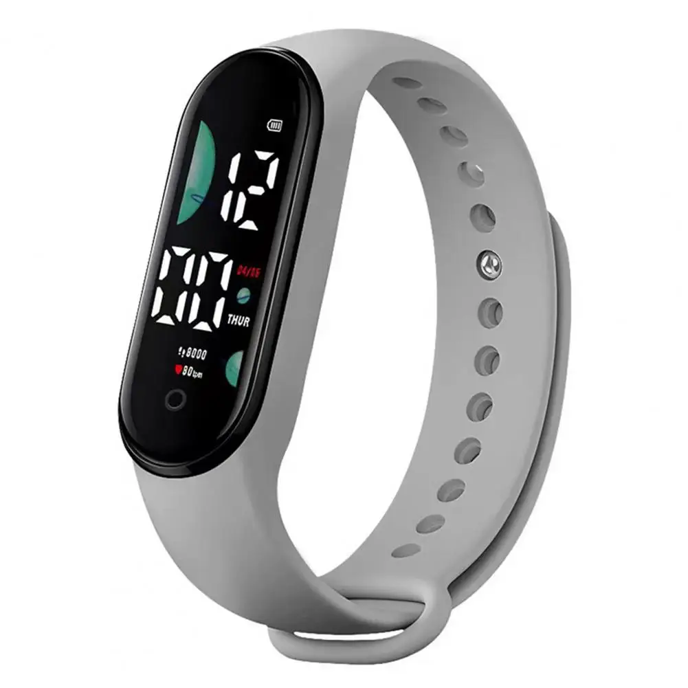 Relógio eletrônico multifuncional impermeável, pulseira esportiva unissex para crianças, controle de toque LED, exibição de semana e tempo, homens e