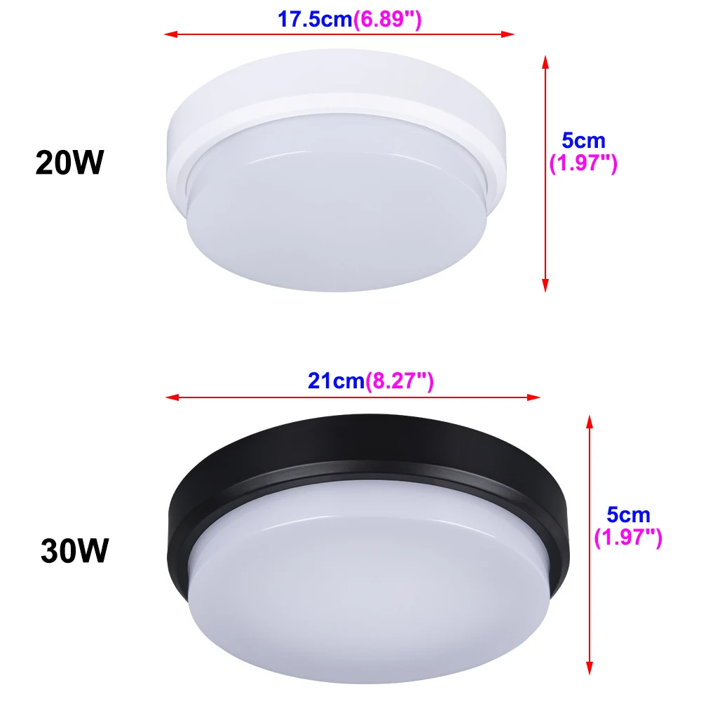 Imagem -06 - Lanternas de Parede Led Impermeáveis Lâmpada do Teto à Prova de Poeira Luminária Iluminação do Banheiro Exterior e Interior 20w 30w Smd