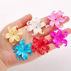 42x44mm 20pcs imitation pearl acrylic iris flowers weaving petal flower holder hair accessory material ocean flower loose beads