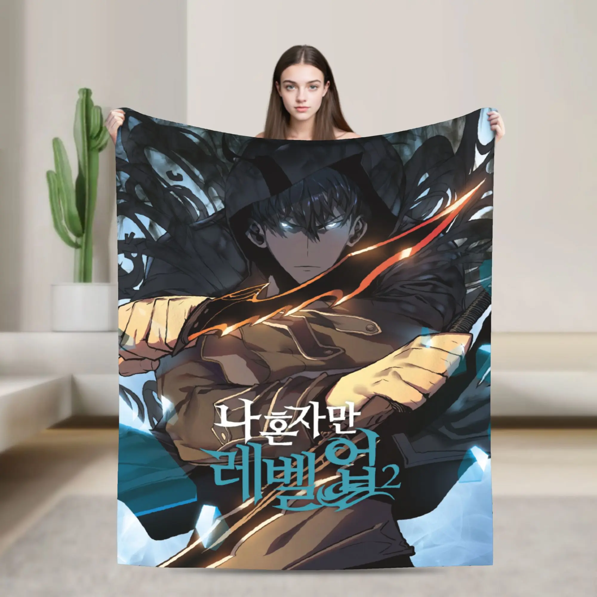 Anime Solo Levelings Blanket Fleece Spring Autumn   Multifunction Warm Throw Blanket for Home Office Bedding Throws