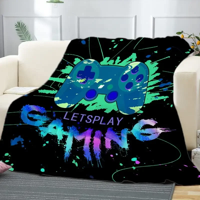 3D Game Controller Theme Blanket Soft Warm Print Throw Black Blanket for Men Boys Adult Birthday Gifts for Sofa Chair Bed Office