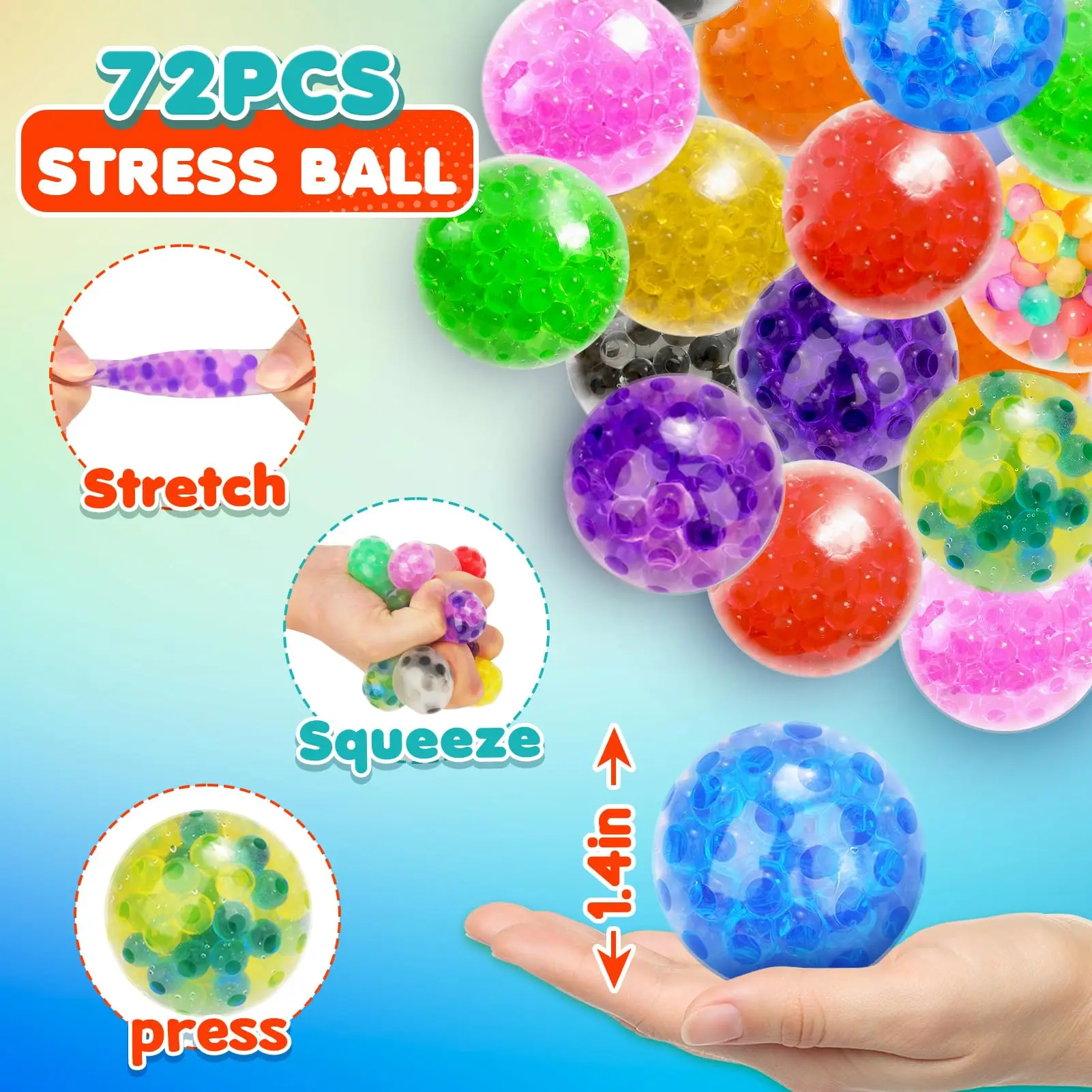 5-80pcs Squishy Stres Balls Fidget Toys Squishy Toys Stress Ball for Anxiety, Fidget Stress Toys Bulk, Squeeze Balls - Detail 1