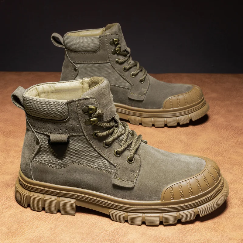 

New Men's Shoes Genuine Leather Outdoor Fashion Shoes Hiking Shoes Men Casual Shoes Classic Retro Vintage Tooling Boots Sneakers