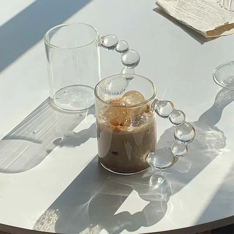 Glass Cup Coffee Mug Big Handle Transparent Glass Water Cup Creative Mugs Coffee Mugs and Cups Drinkware Tableware