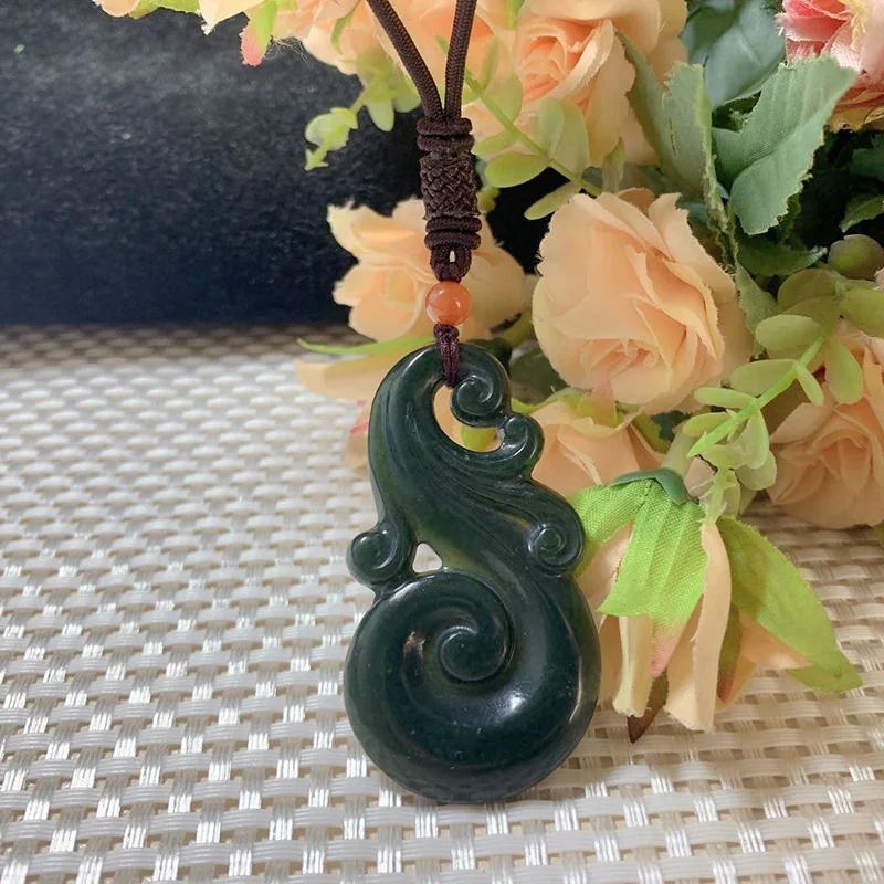 Natural Hetian Jade Handwork Double Sided Carving Jade Pendant Jewelry Lucky  Auspicious Amulet Fine Jade Jewelry Pendant