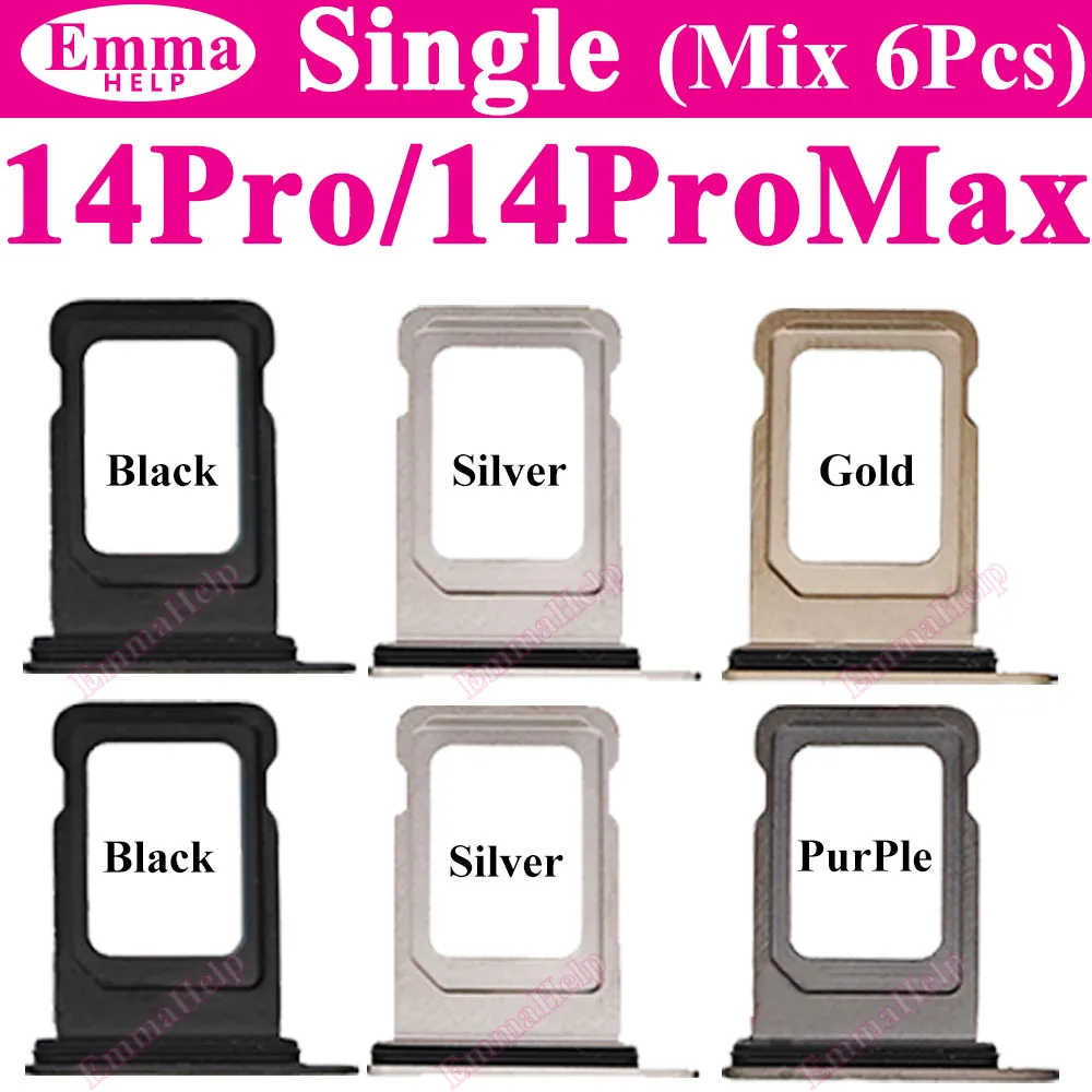 6Pcs SIM Card Tray For iPhone 16 15 13 Pro Max 12 11 14 Plus Single Card Slot drawer Holder Chip Tray Sim Card Reader Socket Mix image 5