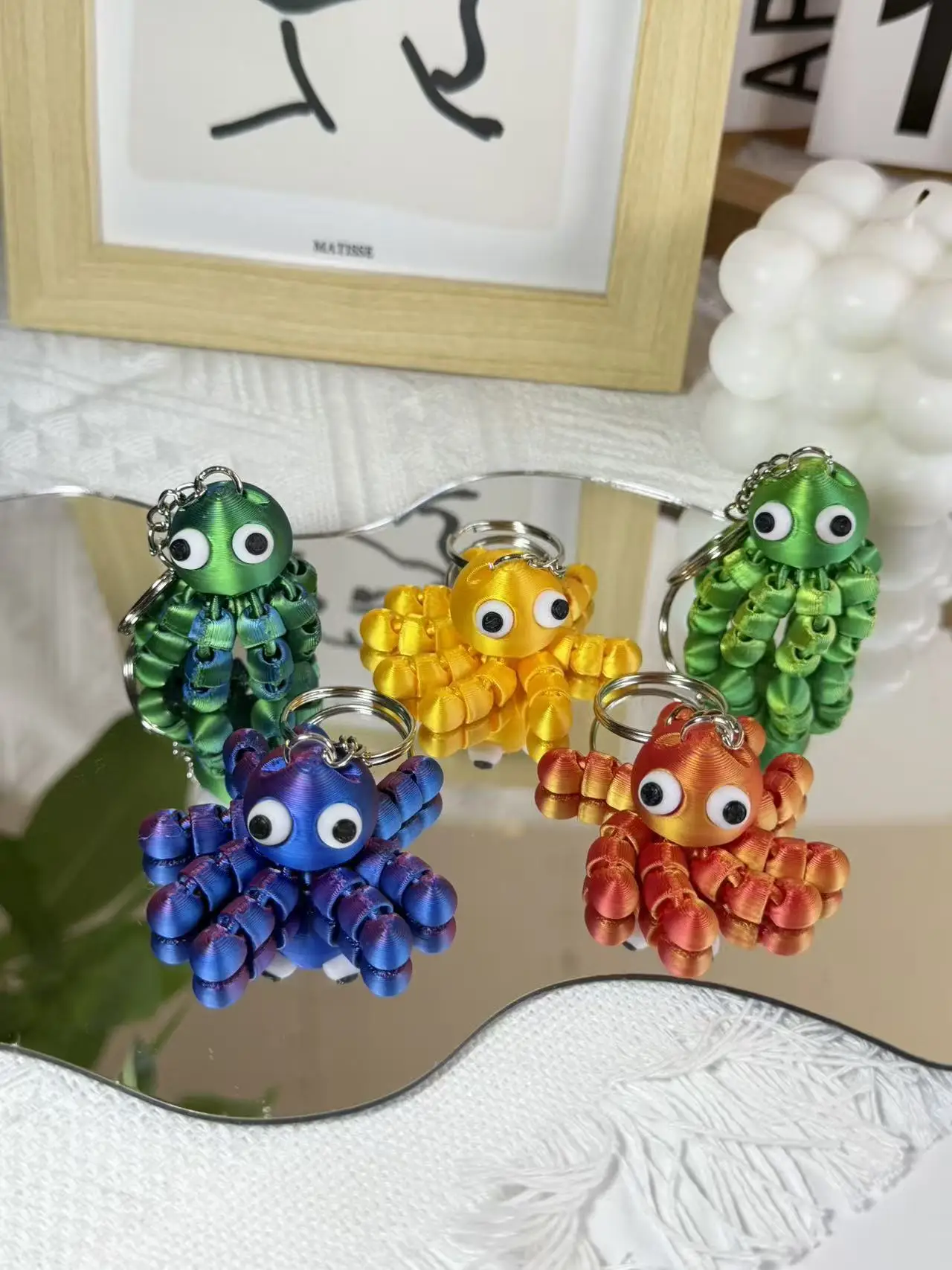Lindo llavero 3D de pulpo: manos y pies flexibles, colores brillantes, bolsa de regalo del Día de San Valentín, accesorio colgante, decoración de escritorio