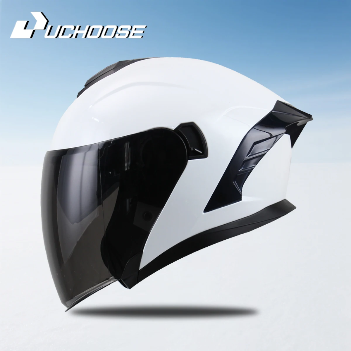 

715-Motorcycle Dual Visor Modular Flip-Up Full-Face Helmet Anti-Fog Street Bike Racing Helmet for Women and Men Retro 3/4 Helmet