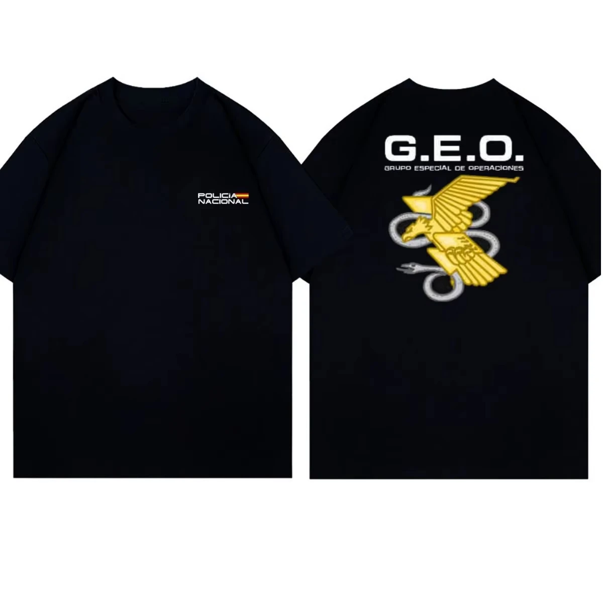 

Футболка с коротким рукавом с принтом на тему испанской команды специальных операций, спецназа и Национальной полиции CNP, мужская повседневная удобная футболка