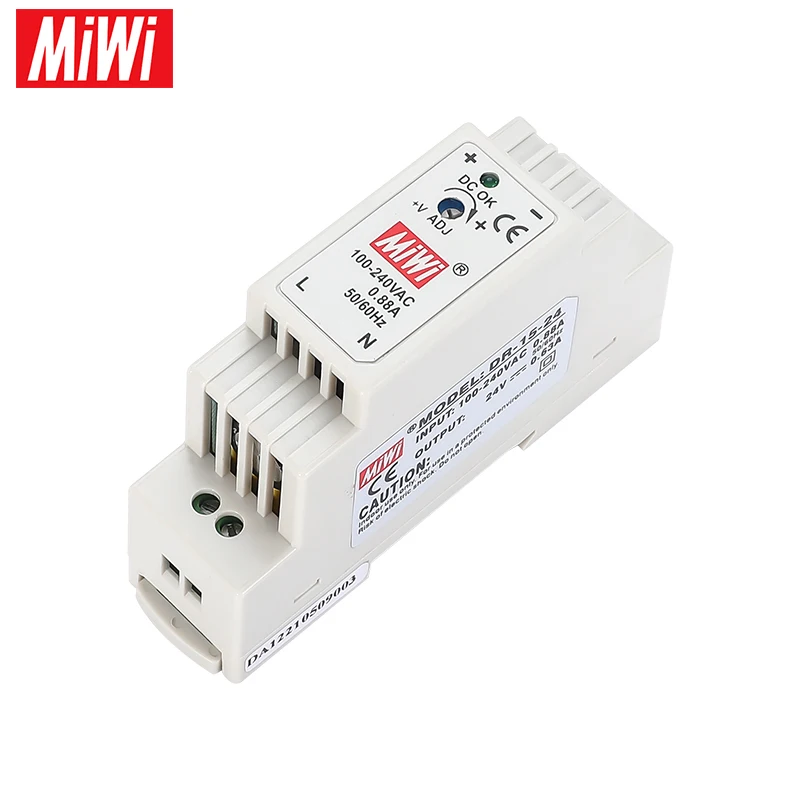 DR-15-24 Din Rail Model 15W 24V 0.63A  12V 1.25A Switching Power Supply