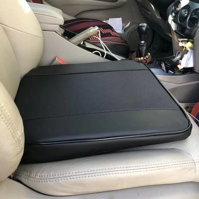 Universal Car Heightening Cushion Thickened Sloped Seat Pad for Vehicles Improve Driving Vision Leather Breathable Car Seat Mat