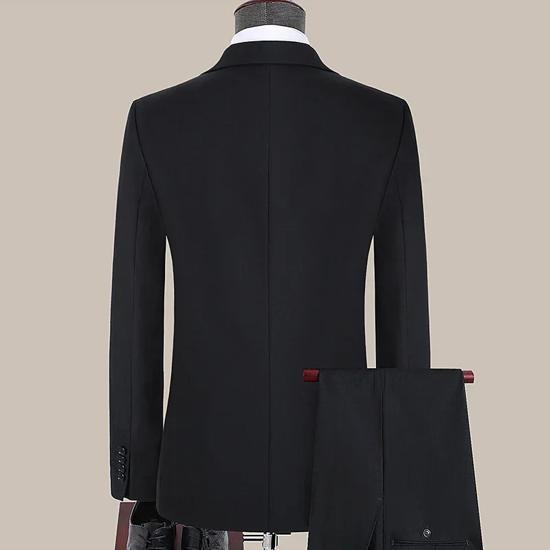 Immagine 4: Completo da Uomo per Esterni, Versione Coreana Slim-fit, Abbigliamento da Lavoro alla Moda, Casual Elegante per Matrimoni (Blazer+Gilet+Pantaloni)
