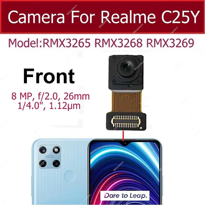 Front Back Rear Camera For Realme C35 C25 C25S C25Y Main Camera  Small Selfie Camera Flex Cable Module Replacement Parts