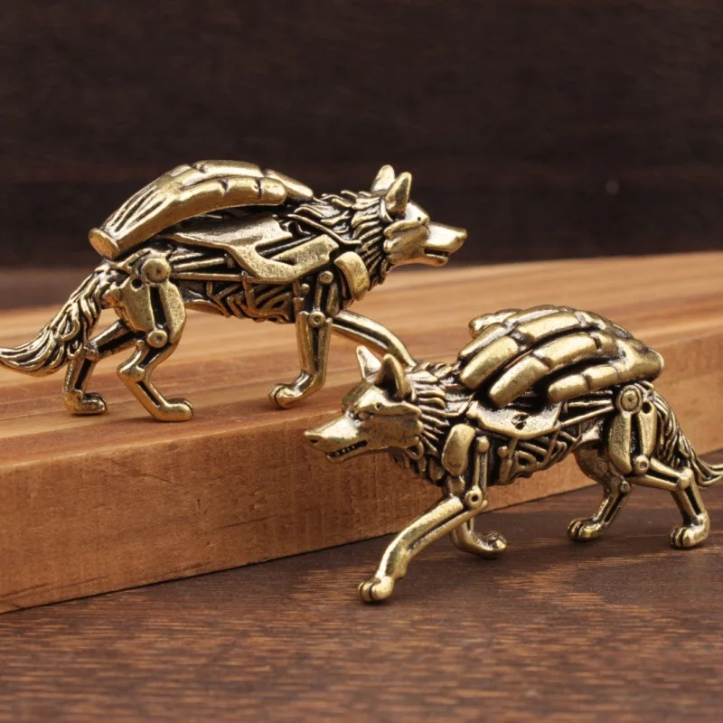 1/2Pcs animal small ornament empty gloves white wolf animal ornament brass handicraft tea pet ornament brass